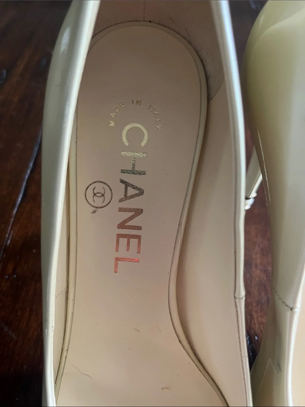 CHANEL Ivory Peep-Toe Pumps